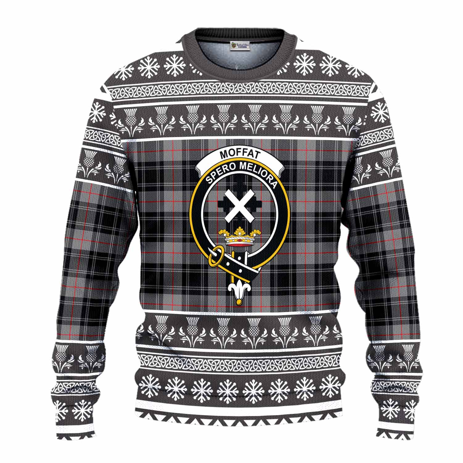 Moffat Clan Tartan Christmas Ugly Sweater with Family Crest - Tartan Vibes Clothing