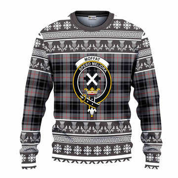 Moffat Clan Tartan Christmas Ugly Sweater with Family Crest
