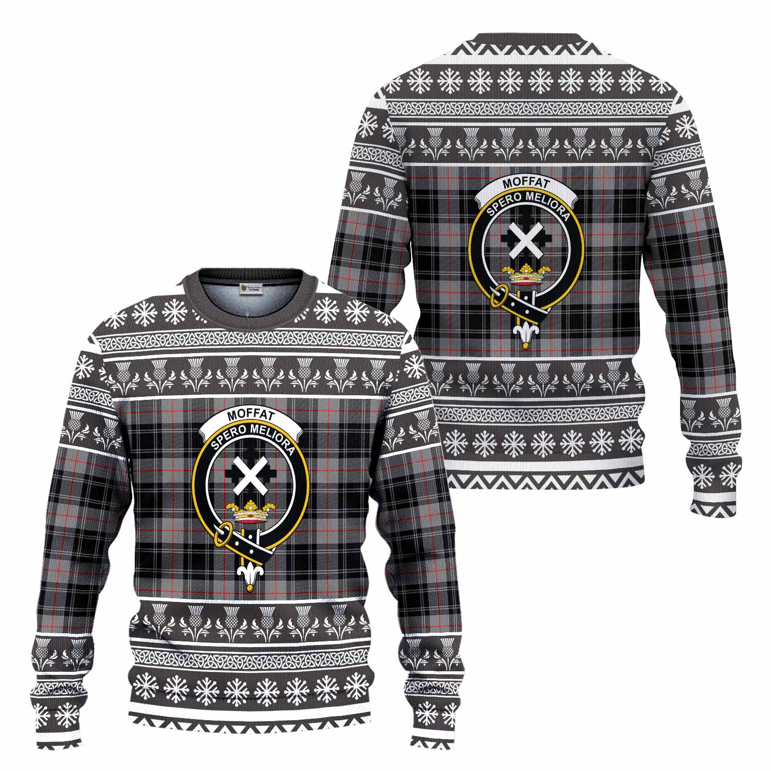 Moffat Clan Tartan Christmas Ugly Sweater with Family Crest - Tartan Vibes Clothing