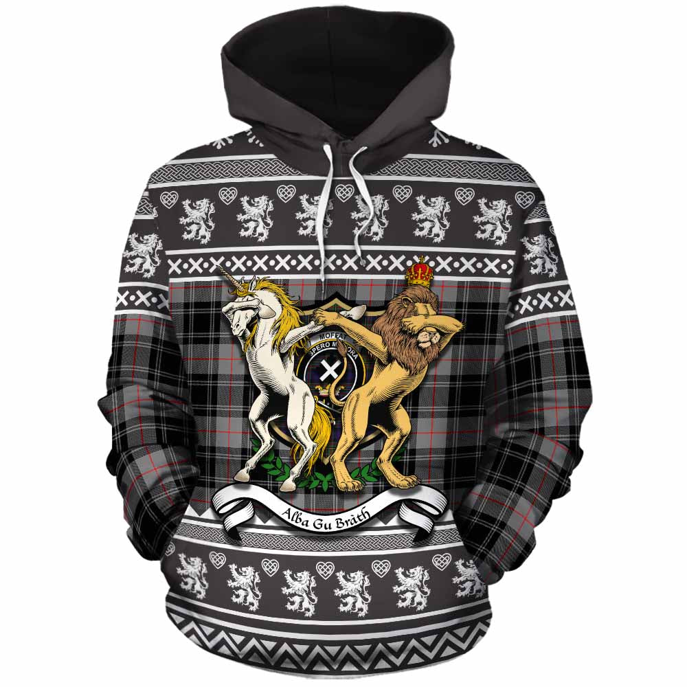 Moffat Clan Tartan Crest Christmas Cotton Hoodie Coat of Arms Funny Style - Tartan Vibes Clothing