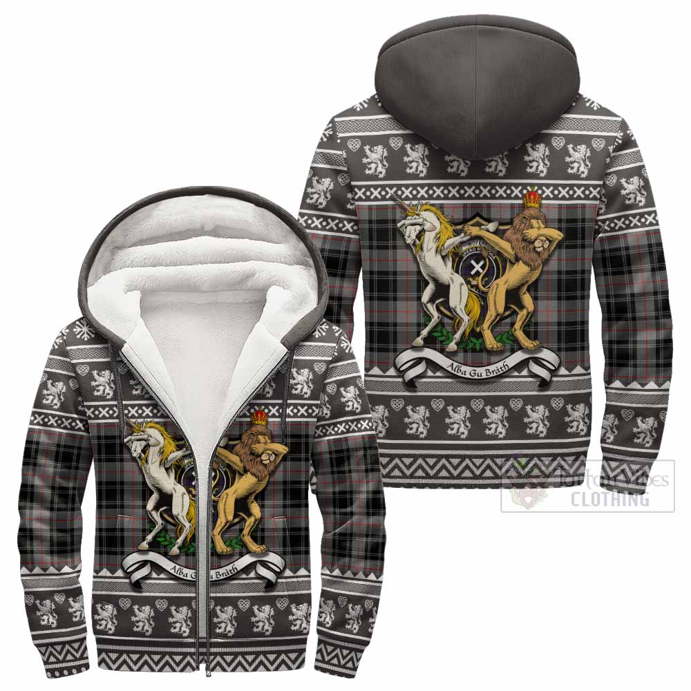 Moffat Clan Tartan Crest Christmas Fleece Hoodie Coat of Arms Funny Style - Tartan Vibes Clothing