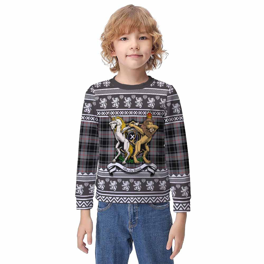Moffat Clan Tartan Crest Christmas Kid Ugly Sweatshirt Coat of Arms Funny Style - Tartan Vibes Clothing