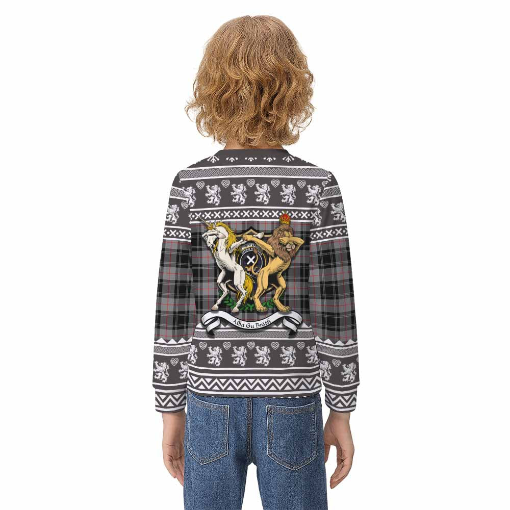 Moffat Clan Tartan Crest Christmas Kid Ugly Sweatshirt Coat of Arms Funny Style - Tartan Vibes Clothing