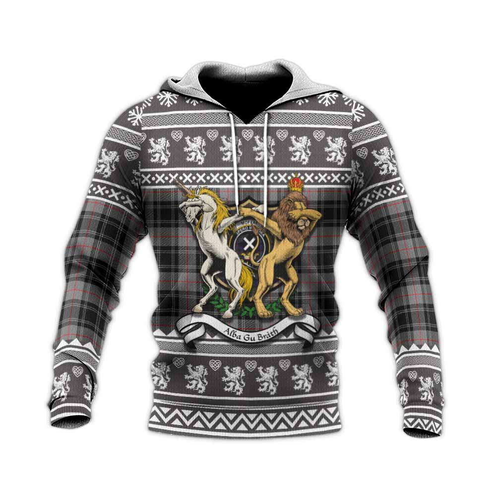 Moffat Clan Tartan Crest Christmas Knitted Hoodie Coat of Arms Funny Style - Tartan Vibes Clothing