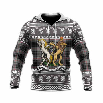 Moffat Clan Tartan Crest Christmas Knitted Hoodie Coat of Arms Funny Style