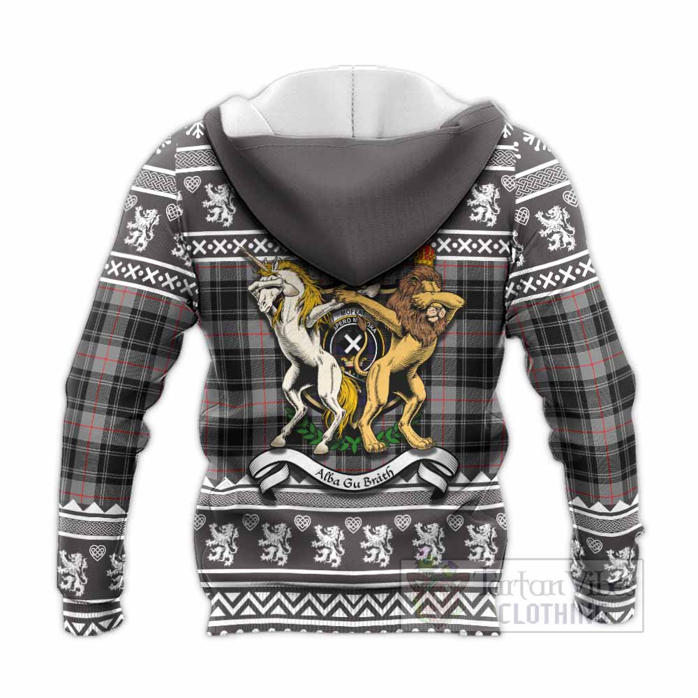 Moffat Clan Tartan Crest Christmas Knitted Hoodie Coat of Arms Funny Style - Tartan Vibes Clothing