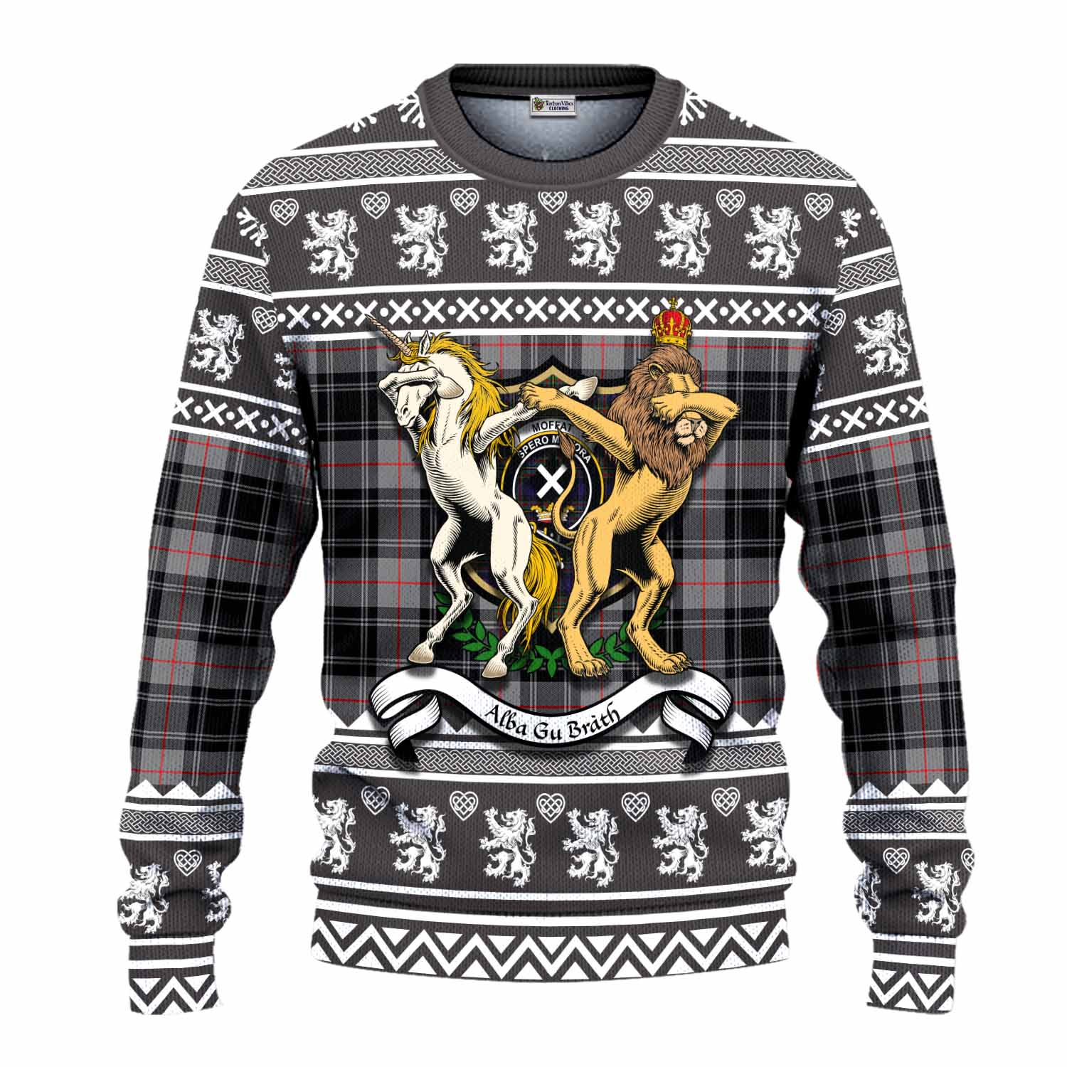 Moffat Clan Tartan Crest Christmas Ugly Sweater Coat of Arms Funny Style - Tartan Vibes Clothing