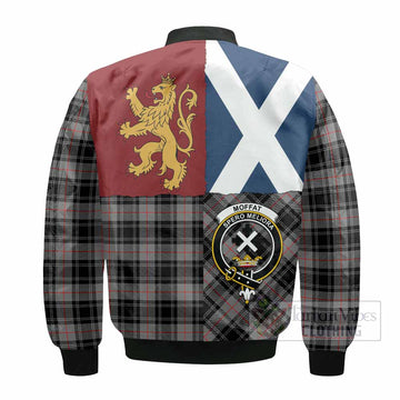Moffat Crest Tartan Bomber Jacket with Lion Rampant Saltire Style