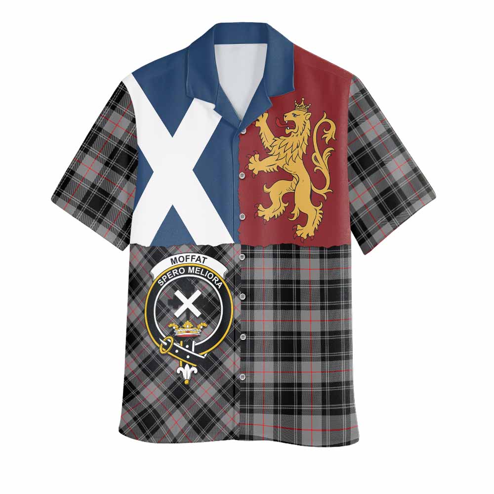 Moffat Crest Tartan Hawaiian Shirt with Lion Rampant Saltire Style
