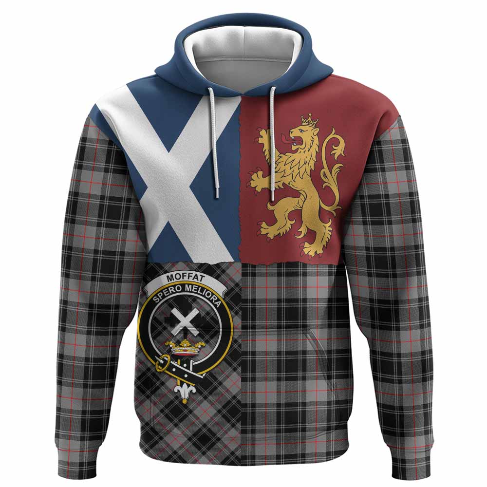 Moffat Crest Tartan Hoodie with Lion Rampant Saltire Style