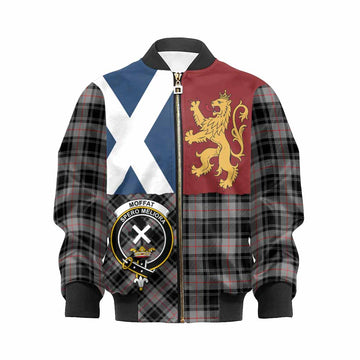 Moffat Crest Tartan Kid Bomber Jacket with Lion Rampant Saltire Style
