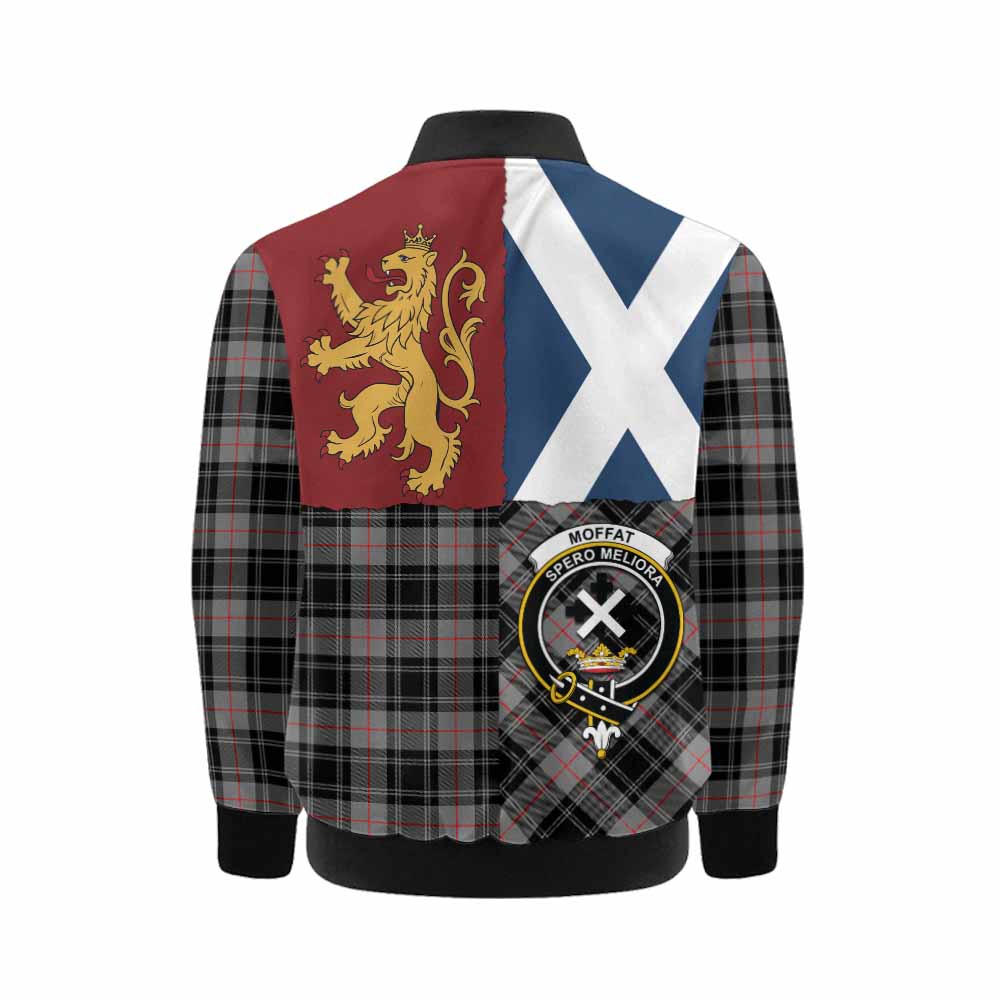 Moffat Crest Tartan Kid Bomber Jacket with Lion Rampant Saltire Style - Tartan Vibes Clothing
