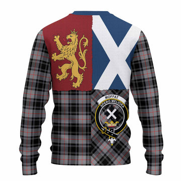 Moffat Crest Tartan Knitted Sweater with Lion Rampant Saltire Style