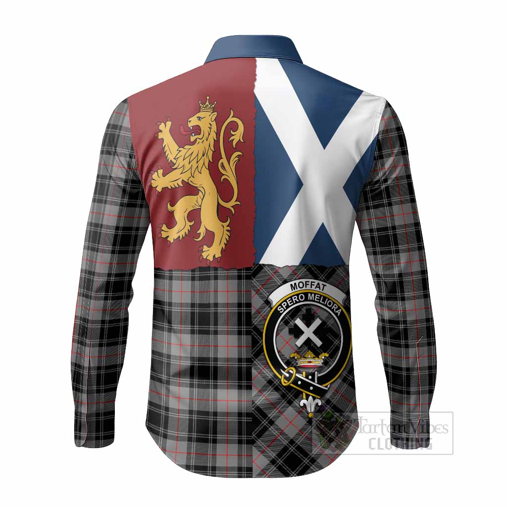 Moffat Crest Tartan Long Sleeve Button Shirts with Lion Rampant Saltire Style