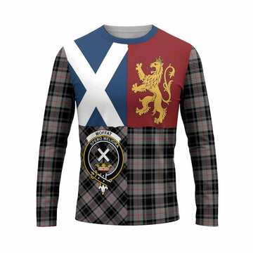 Moffat Crest Tartan Long Sleeve T-Shirt with Lion Rampant Saltire Style