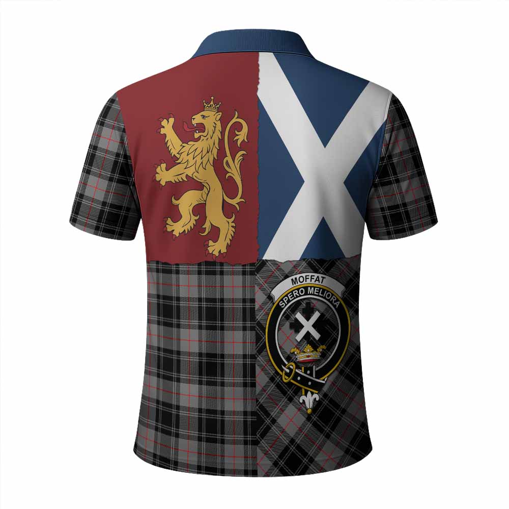 Moffat Crest Tartan Polo Shirt with Lion Rampant Saltire Style
