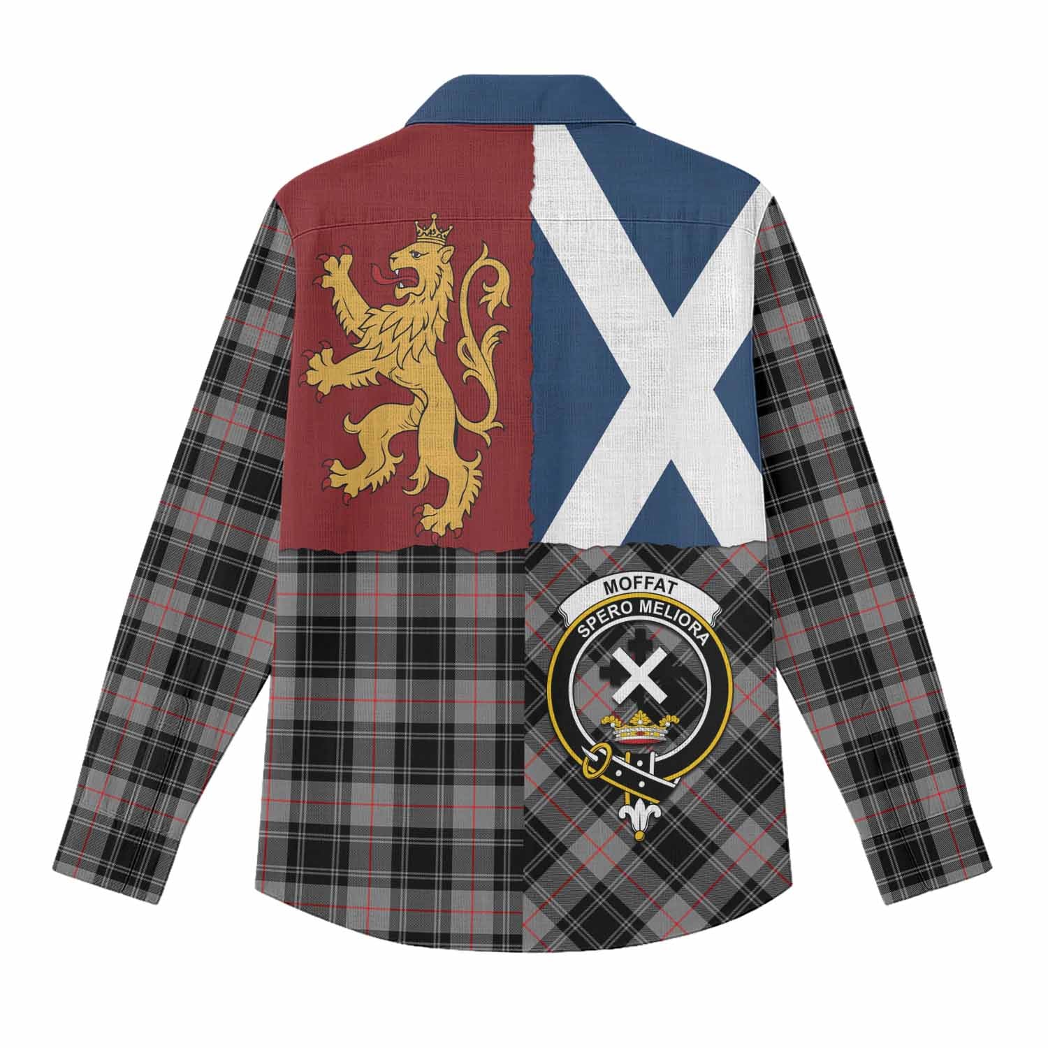 Moffat Crest Tartan Women Casual Shirt with Lion Rampant Saltire Style