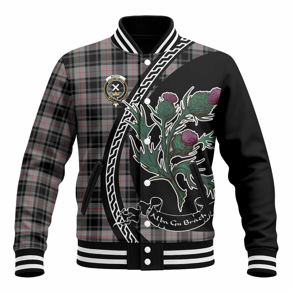 Moffat Family Crest Tartan Baseball Jacket Alba Thistle Inspired - Tartan Vibes Clothing