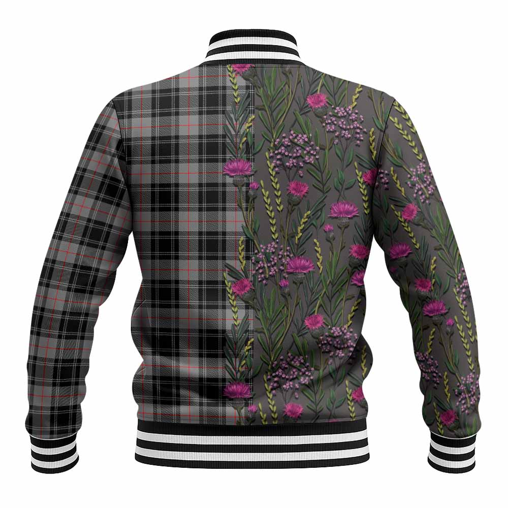 Moffat Family Crest Tartan Baseball Jacket Scottish Thistle Flower Pattern Half Style - Tartan Vibes Clothing
