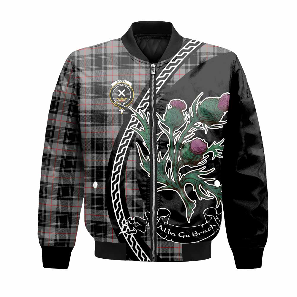 Moffat Family Crest Tartan Bomber Jacket Alba Thistle Inspired - Tartan Vibes Clothing