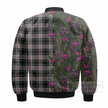 Moffat Family Crest Tartan Bomber Jacket Scottish Thistle Flower Pattern Half Style