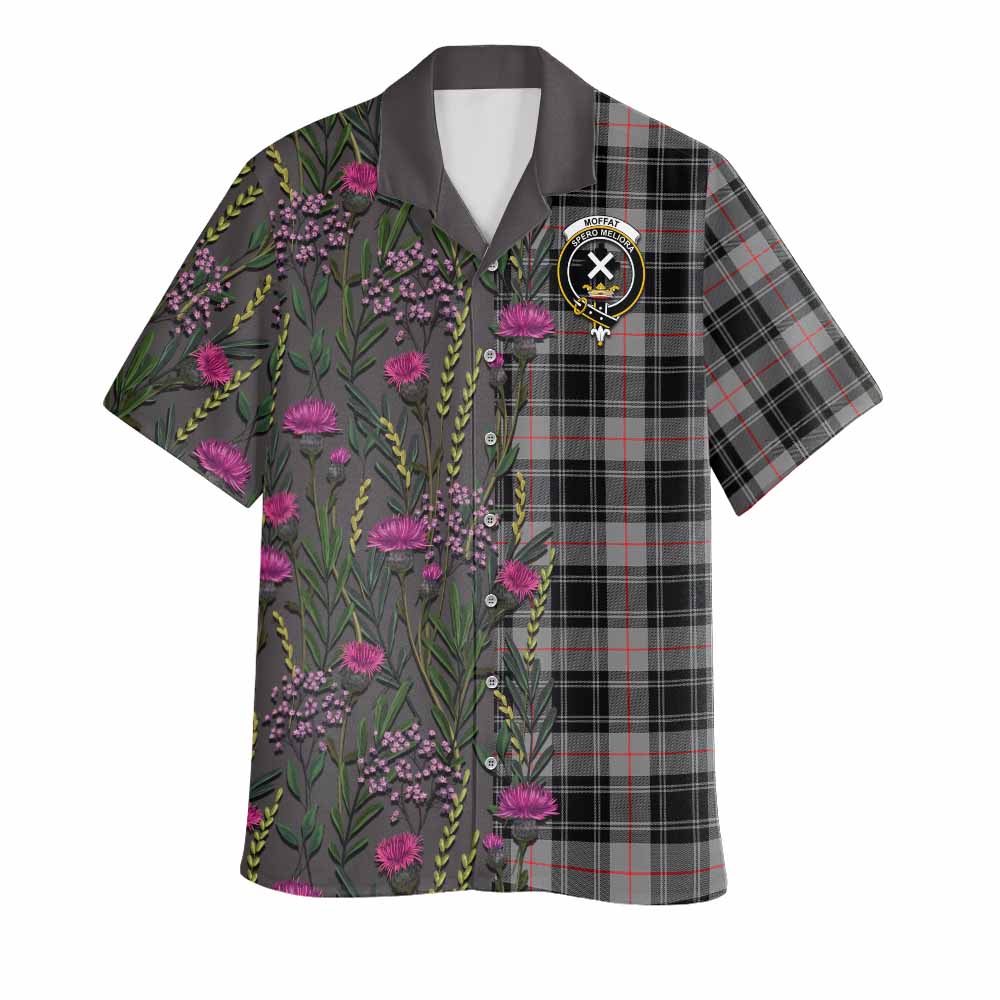 Moffat Family Crest Tartan Hawaiian Shirt Scottish Thistle Flower Pattern Half Style - Tartan Vibes Clothing