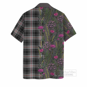 Moffat Family Crest Tartan Hawaiian Shirt Scottish Thistle Flower Pattern Half Style