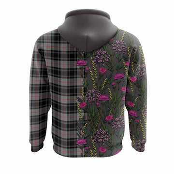 Moffat Family Crest Tartan Hoodie Scottish Thistle Flower Pattern Half Style