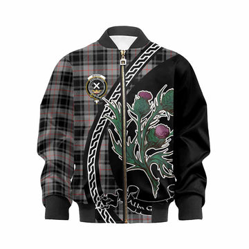 Moffat Family Crest Tartan Kid Bomber Jacket Alba Thistle Inspired - Tartan Vibes Clothing