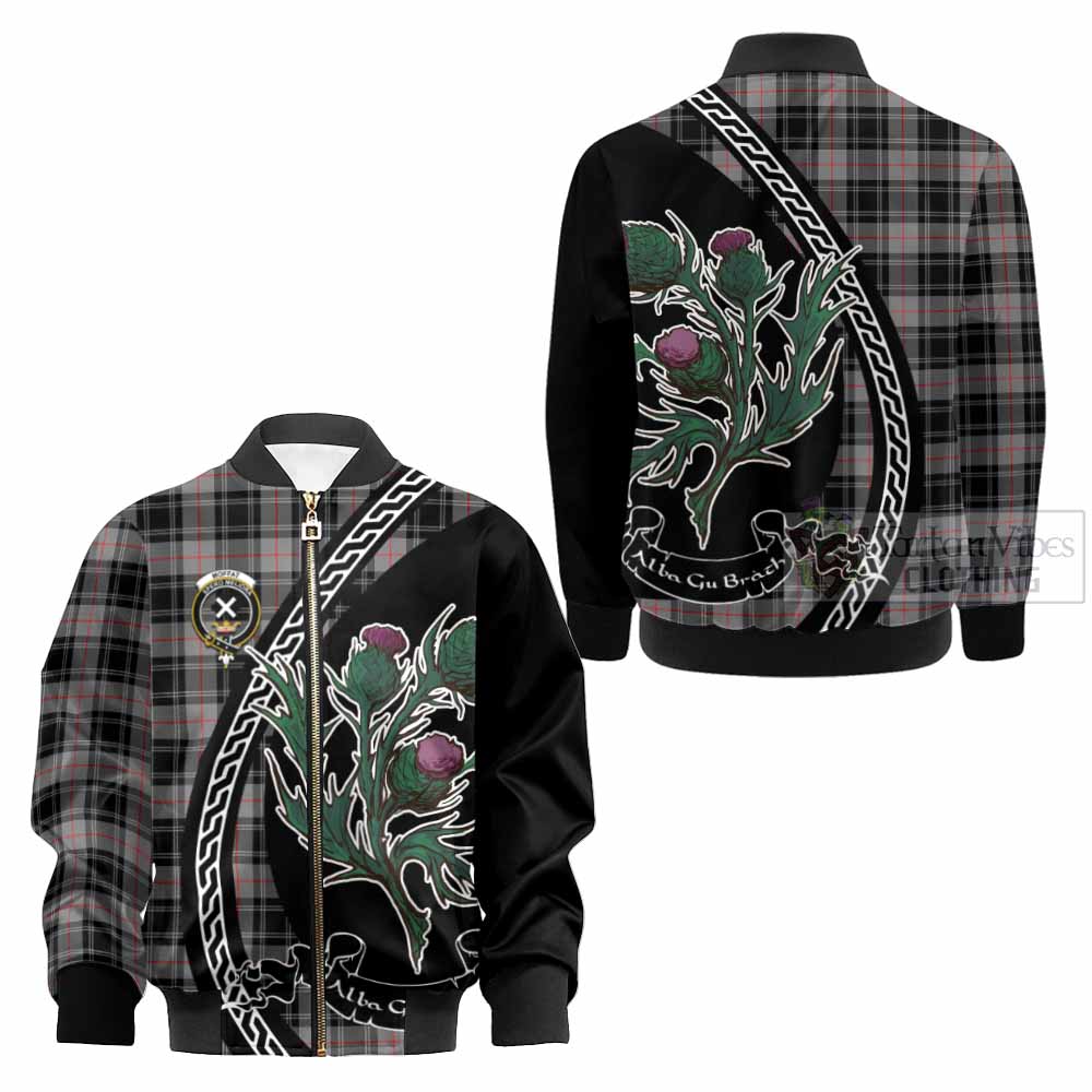 Moffat Family Crest Tartan Kid Bomber Jacket Alba Thistle Inspired - Tartan Vibes Clothing