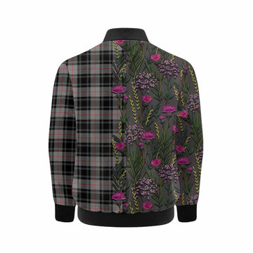 Moffat Family Crest Tartan Kid Bomber Jacket Scottish Thistle Flower Pattern Half Style - Tartan Vibes Clothing