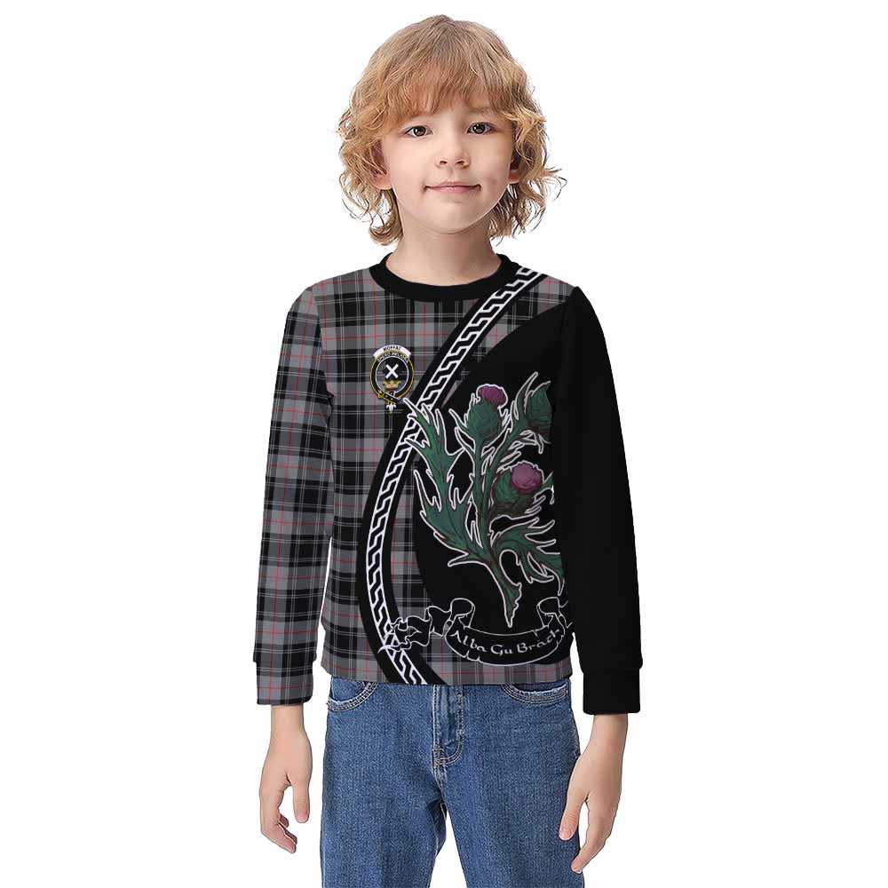 Moffat Family Crest Tartan Kid Knitted Sweatshirt Alba Thistle Inspired - Tartan Vibes Clothing