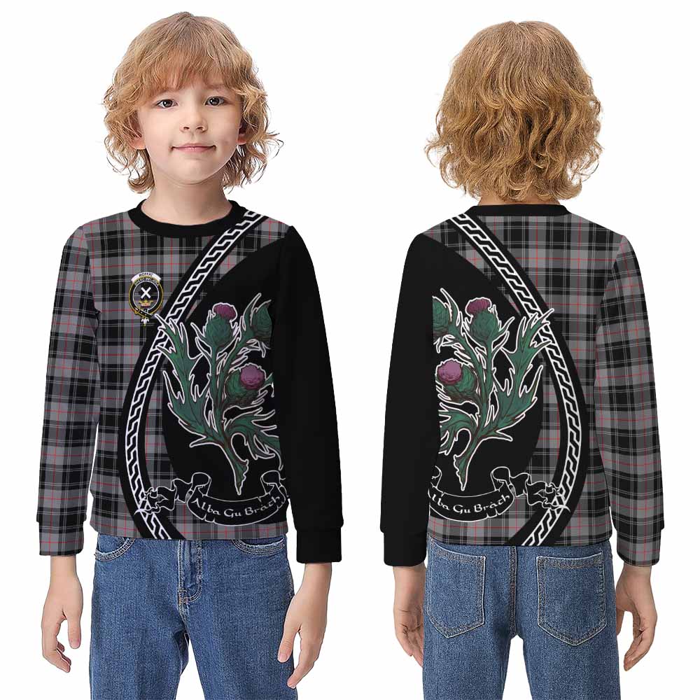 Moffat Family Crest Tartan Kid Knitted Sweatshirt Alba Thistle Inspired - Tartan Vibes Clothing