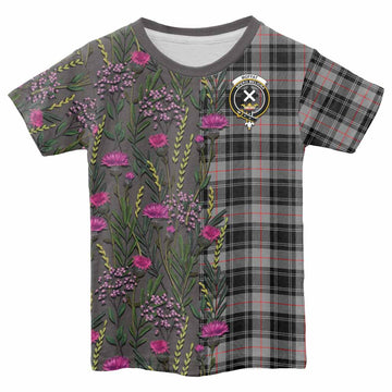 Moffat Family Crest Tartan Kid T-shirt Scottish Thistle Flower Pattern Half Style