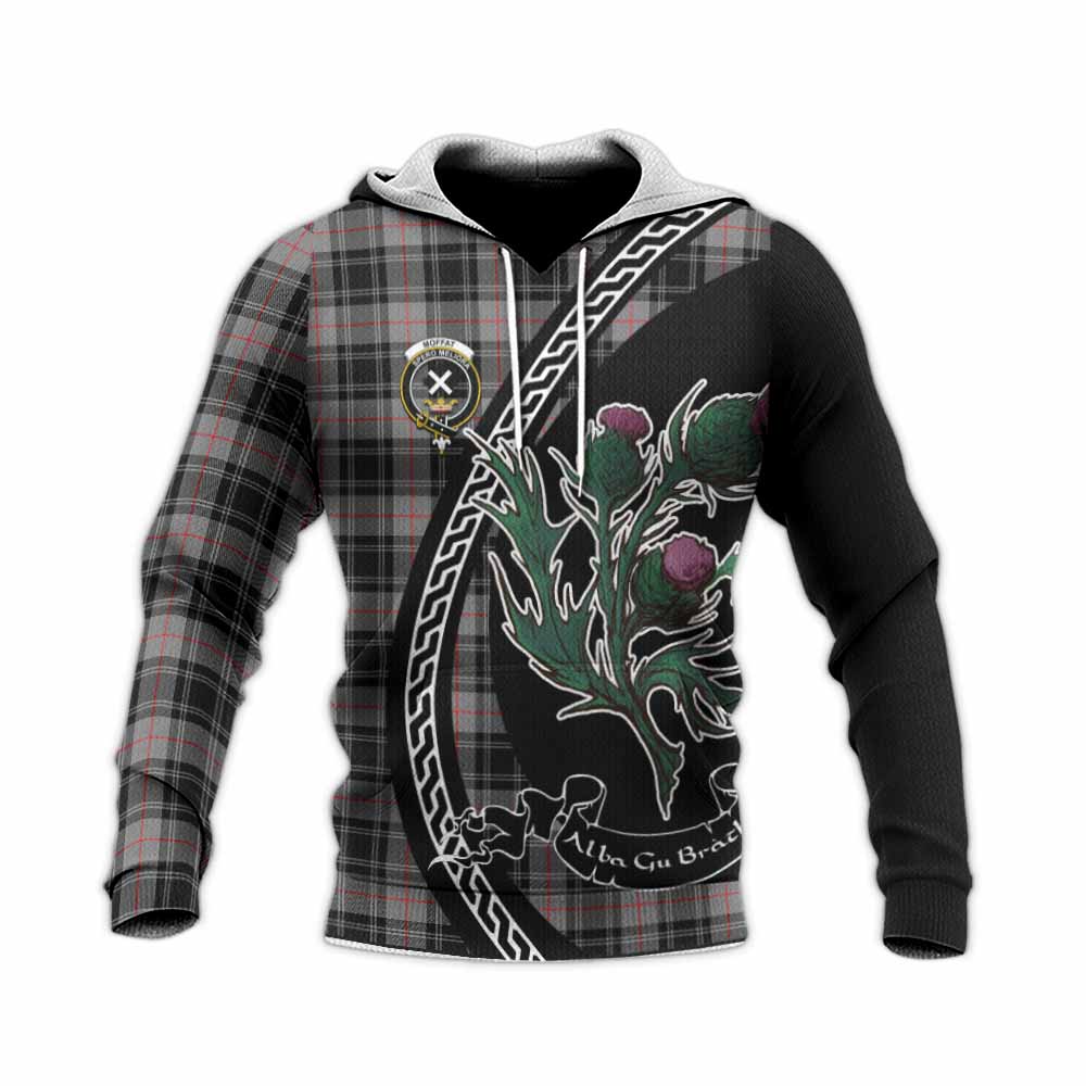 Moffat Family Crest Tartan Knitted Hoodie Alba Thistle Inspired - Tartan Vibes Clothing