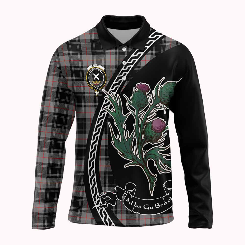 Moffat Family Crest Tartan Long Sleeve Polo Shirt Alba Thistle Inspired - Tartan Vibes Clothing