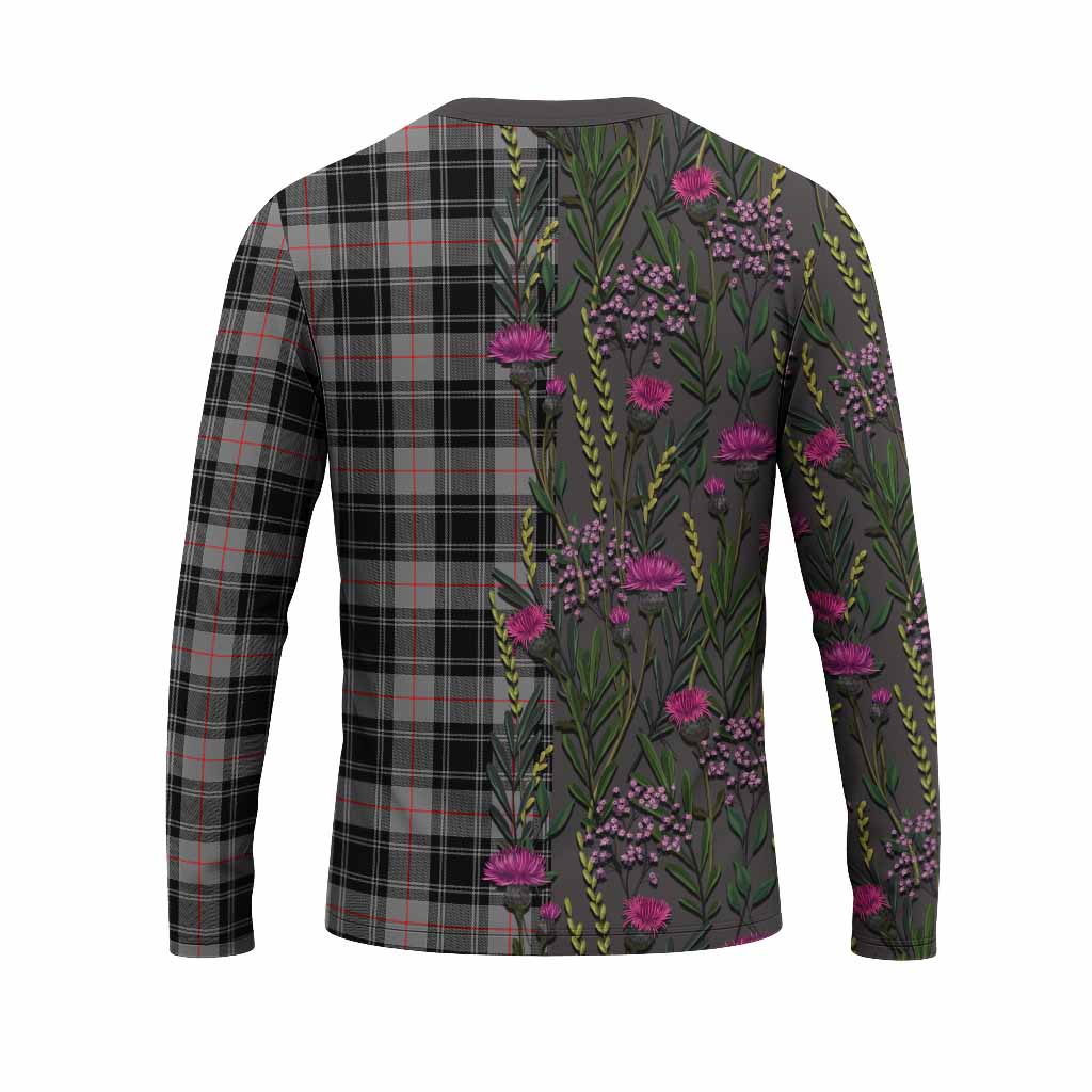 Moffat Family Crest Tartan Long Sleeve T-Shirt Scottish Thistle Flower Pattern Half Style - Tartan Vibes Clothing