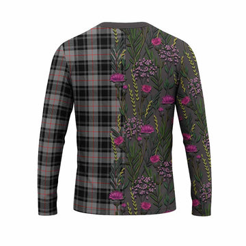 Moffat Family Crest Tartan Long Sleeve T-Shirt Scottish Thistle Flower Pattern Half Style - Tartan Vibes Clothing