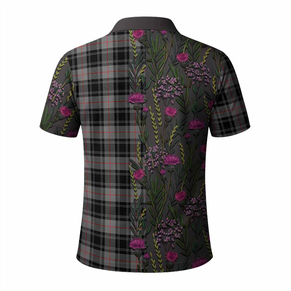 Moffat Family Crest Tartan Polo Shirt Scottish Thistle Flower Pattern Half Style - Tartan Vibes Clothing
