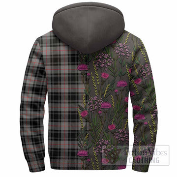 Moffat Family Crest Tartan Sherpa Hoodie Scottish Thistle Flower Pattern Half Style