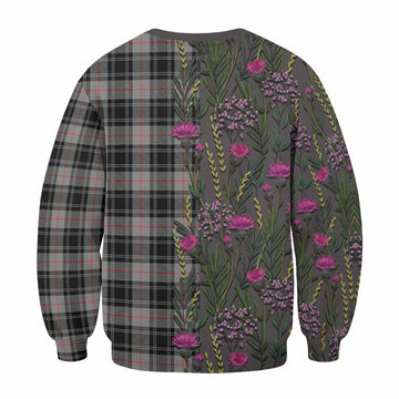 Moffat Family Crest Tartan Sweatshirt Scottish Thistle Flower Pattern Half Style