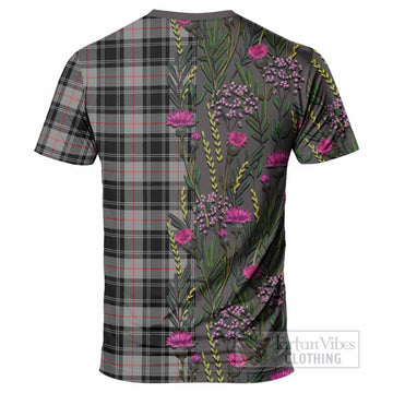 Moffat Family Crest Tartan T-Shirt Scottish Thistle Flower Pattern Half Style - Tartan Vibes Clothing