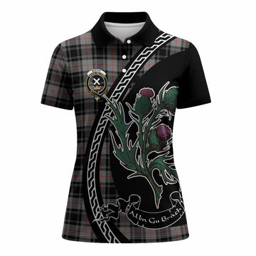 Moffat Family Crest Tartan Women Polo Shirt Alba Thistle Inspired
