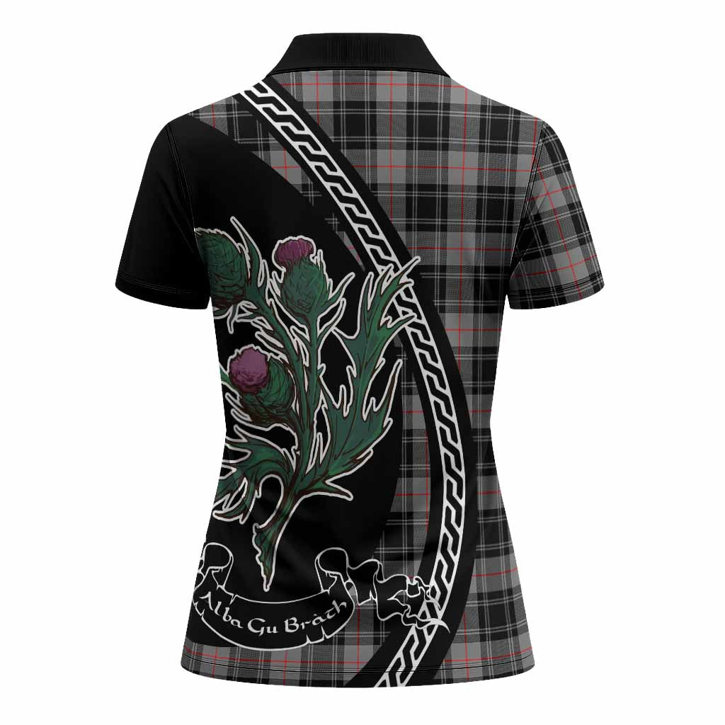 Moffat Family Crest Tartan Women Polo Shirt Alba Thistle Inspired - Tartan Vibes Clothing