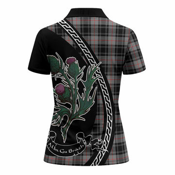 Moffat Family Crest Tartan Women Polo Shirt Alba Thistle Inspired