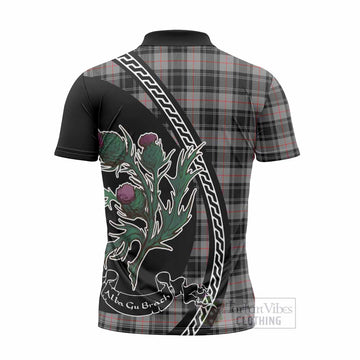 Moffat Family Crest Tartan Zipper Polo Shirt Alba Thistle Inspired