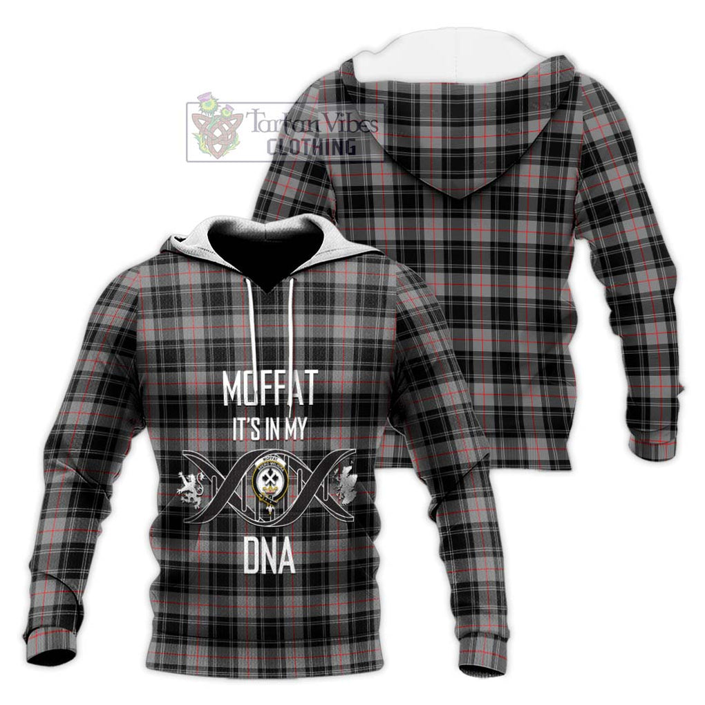 Moffat Tartan Knitted Hoodie with Family Crest DNA In Me Style Unisex Knitted Pullover Hoodie - Tartanvibesclothing Shop