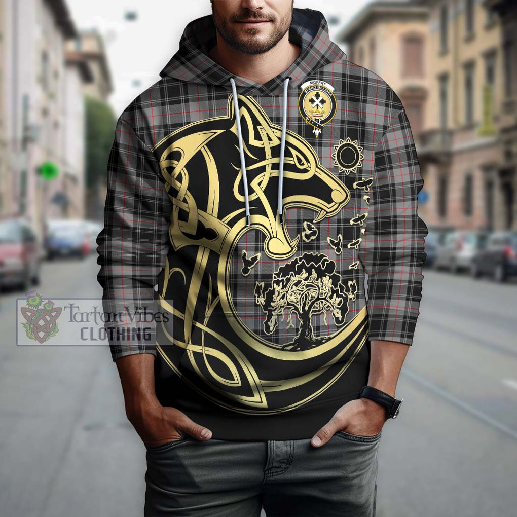 Moffat Tartan Hoodie with Family Crest Celtic Wolf Style Zip Hoodie - Tartan Vibes Clothing