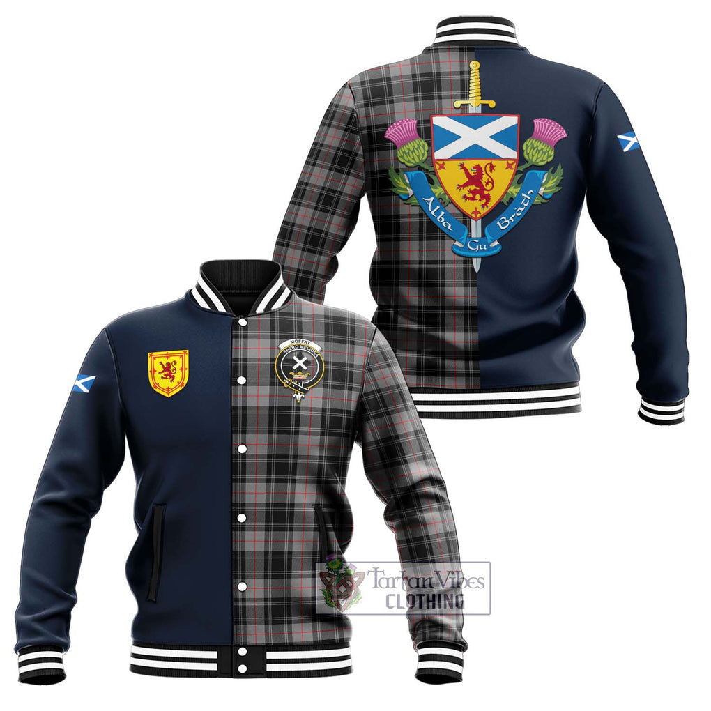 Tartan Vibes Clothing Moffat Modern Tartan Baseball Jacket with Scottish Lion Royal Arm Half Style