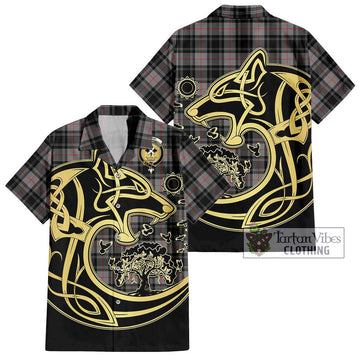 Moffat Tartan Hawaiian Shirt with Family Crest Celtic Wolf Style